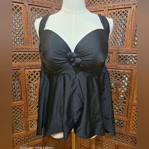 Torrid Black Babydoll Tankini Top | Size 1F (14–16) | Flowy & Flattering